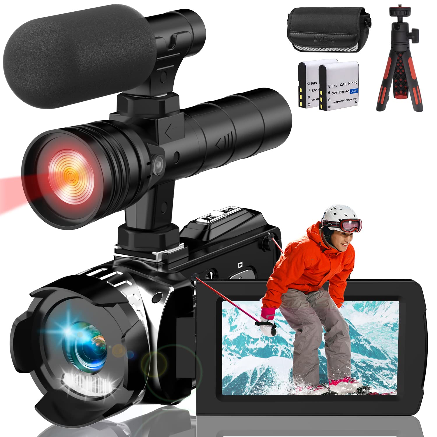 Dumjug 4K Night Vision Camcorder Digital With Ir Light,270 Youtube Vlogging Camera Recorder, 20X Digital Zoom, Full Hd 3.0 Camco